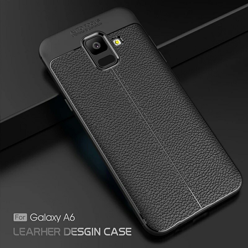 CASE SAMSUNG A6 2018 AUTOFOCUS KULIT SILICON CARBON LEATHER CASE