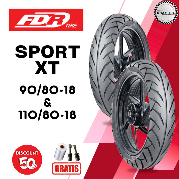 SEPASANG Ban Motor FDR SPORT XT 90/80 & 110/80 RING 18 Tubeless
