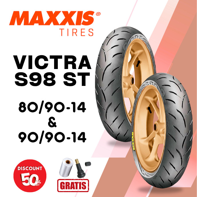 SEPASANG Ban Motor MAXXIS VICTRA S98 ST 80/90 & 90/90 RING 14 Tubeless