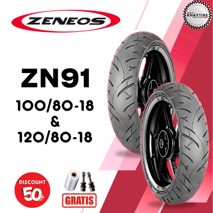 SEPASANG Ban Motor ZENEOS ZN91 100/80 & 120/80 RING 18 Tubeless