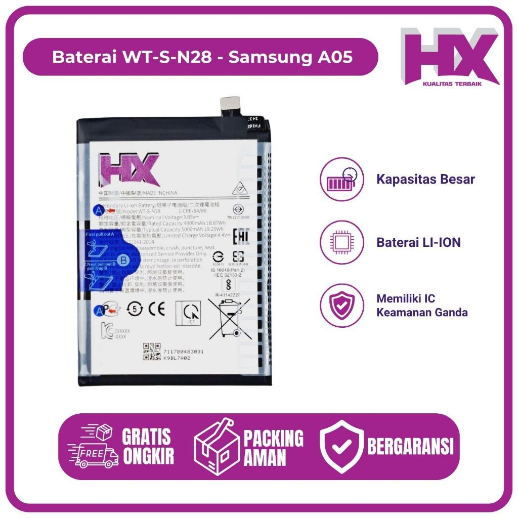HX – Baterai Li-Ion 5000 mAh Samsung A05