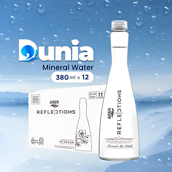Aqua Reflections Natural Mineral Water 380ml [ Dus isi 12 Botol Kaca ] Air Mineral
