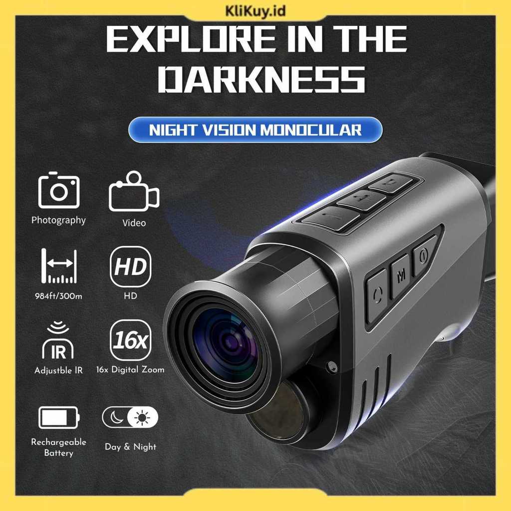 Teropong Monocular Digital Night Vision 16x Zoom 1080P 1500mAh - DNV2000