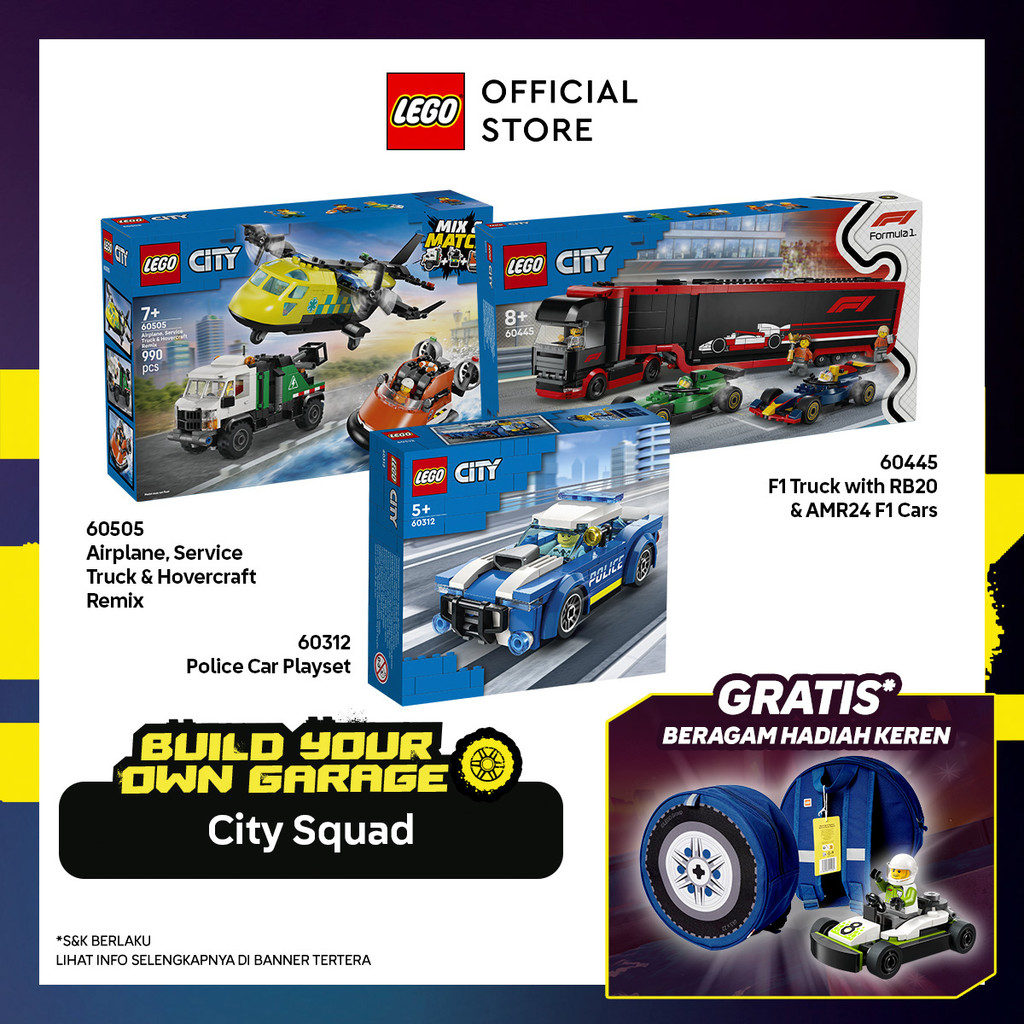 Build Your Garage Bundle - LEGO City 60505 Airplane, Service Truck & Hovercraft Remix + LEGO City 60