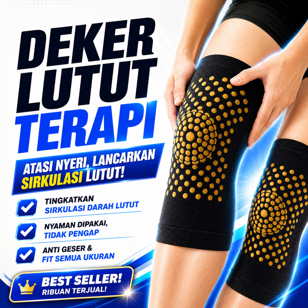 Sepasang Deker Lutut Terapi Magnetik Pelindung Lutut Penghilang Nyeri Sendi & Terapi Kesehatan