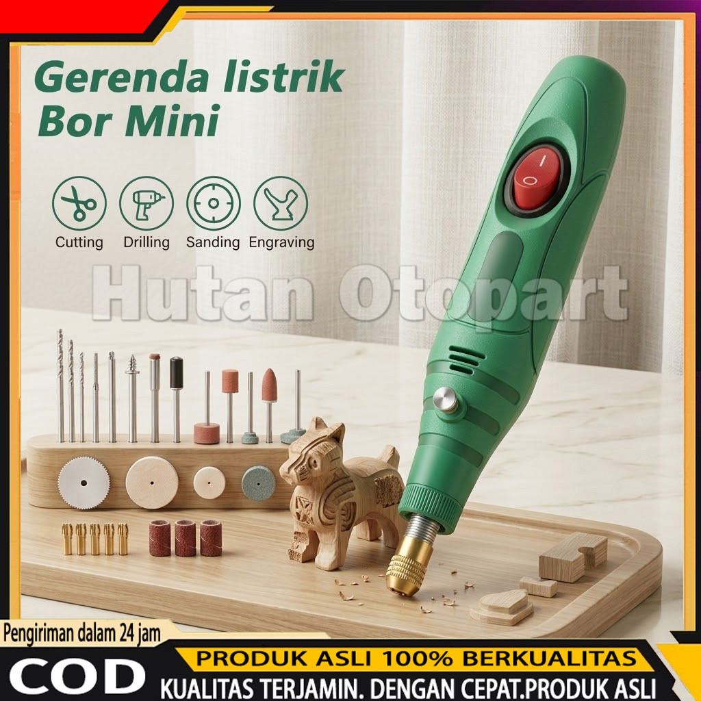 COD-Alat Ukir Kayu Bor Mini Listrik Pemotong Amplas Gerinda Mini 12V DC Mesin Grinder Electric Drill