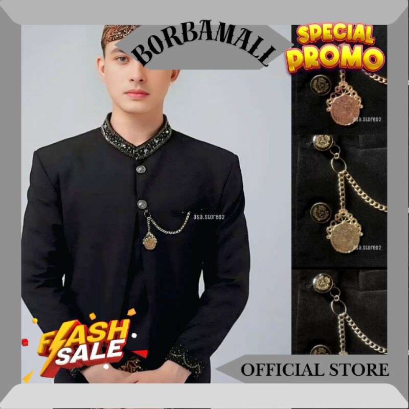 Bros Beskap Pria Jawa Sunda Betawi/Bros Rantai Jas/Bros Cowok/Bros Baju Adat Laki Laki/Baju Adat Per