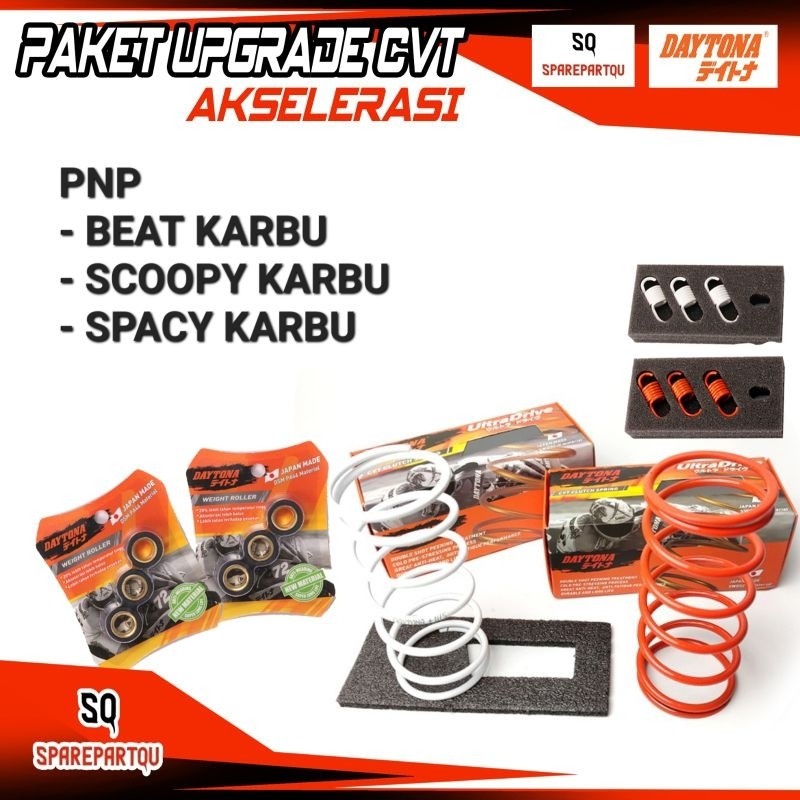 PAKET UPGRADE CVT BEAT SCOOPY SPACY KARBU DAYTONA RACING - PAKET AKSELERASI CVT .
