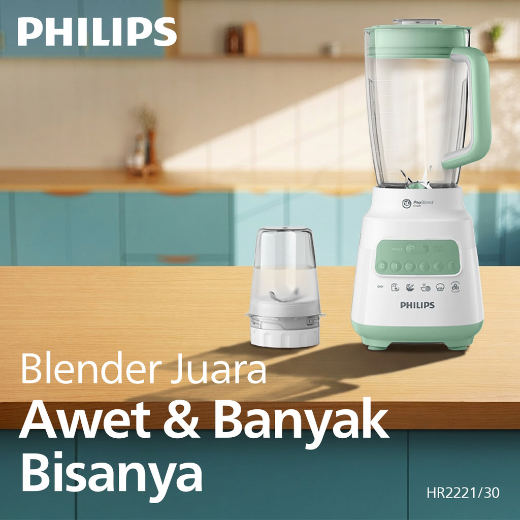 Blender Philips HR2221|30 Plastik 5000 Series - Blender Jus dan Bumbu