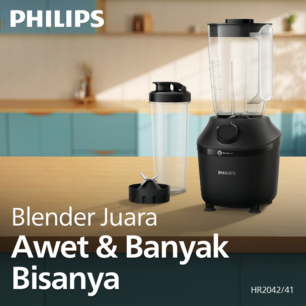 Blender Philips Plastik 1 Liter - 3000 series HR2042/41 - Blender Jus - Blender Juicer- Blender Terb