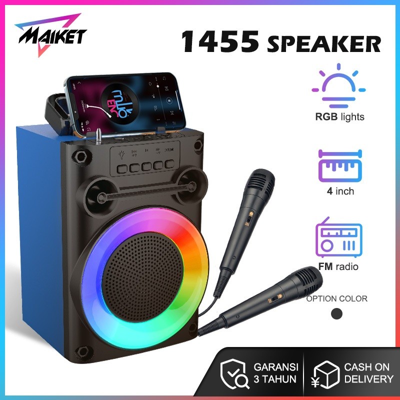 Auto Up|| MAIKET Speaker Bluetooth Karaoke Protable Super Bass with MIC Polytron Besar Original Mini