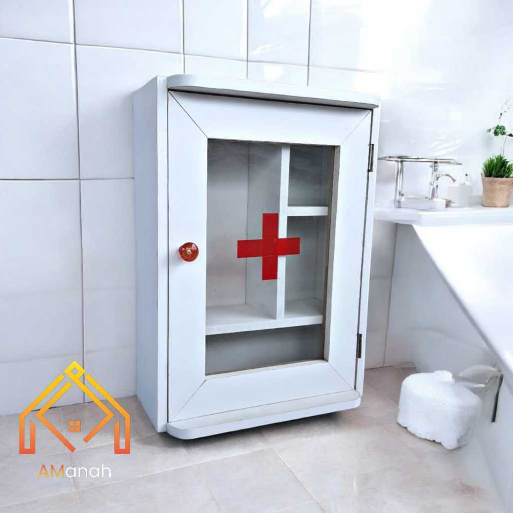RAK KOTAK OBAT P3K BAHAN KAYU - RAK OBAT PORTABLE TERMURAH 8977nn