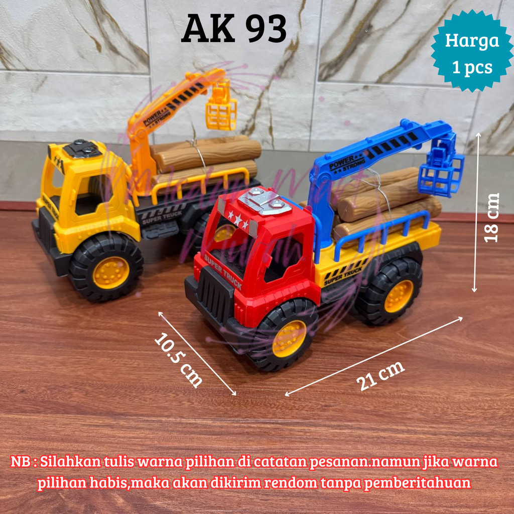 Mainan Truck Derek Muatan Kayu - Mainan Anak Truck Derek Kayu / Mainan Truk Anak