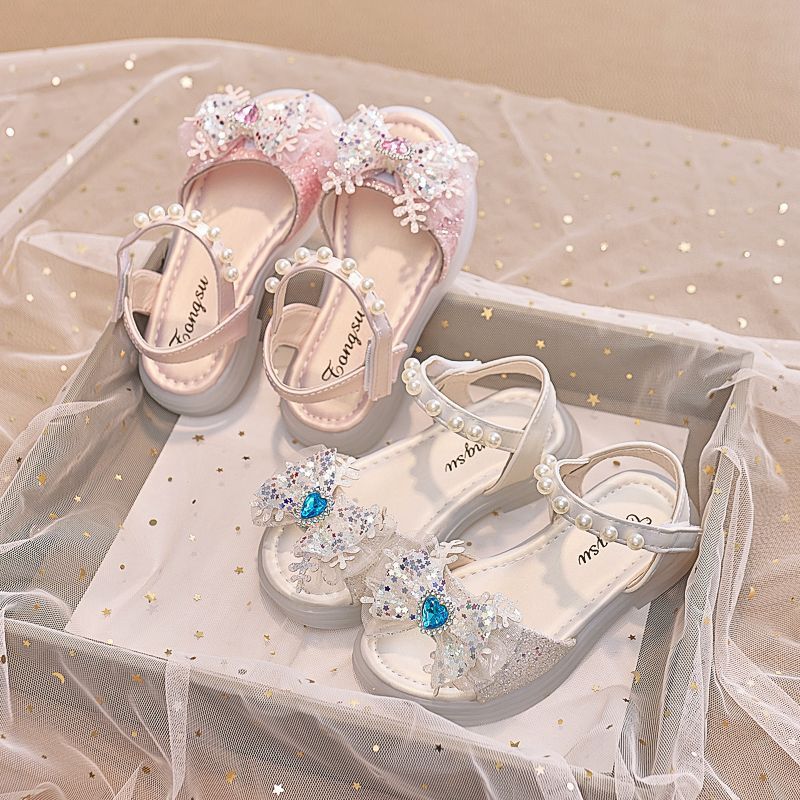 Sandal Pita untuk Anak Perempuan, Sepatu Mary Jane Hak Tinggi Model Putri Baru