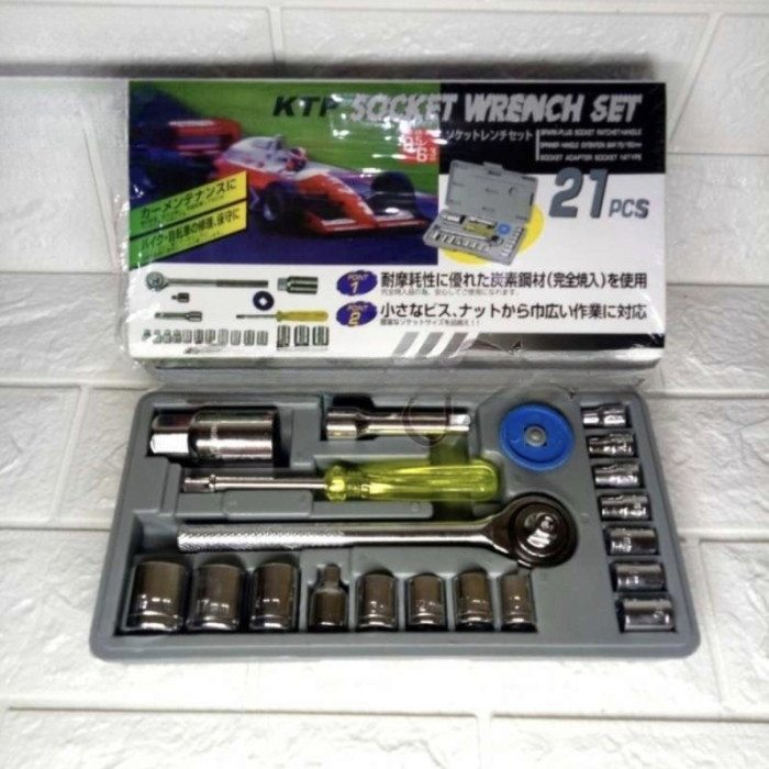 21 pc socket wrench set kunci sok kunci set 21 pcs kunci set murah light duty ( tidak untuk pekerjaa