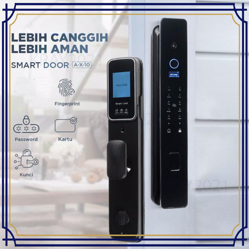 Smart Door Lock Kunci Pintu Rumah Fingerprint Password Key Card - A-X-10