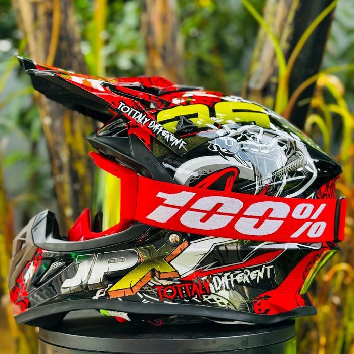 Promo helm cross jpx x16 black plus kacamata baru - helm saja, m Terlaris