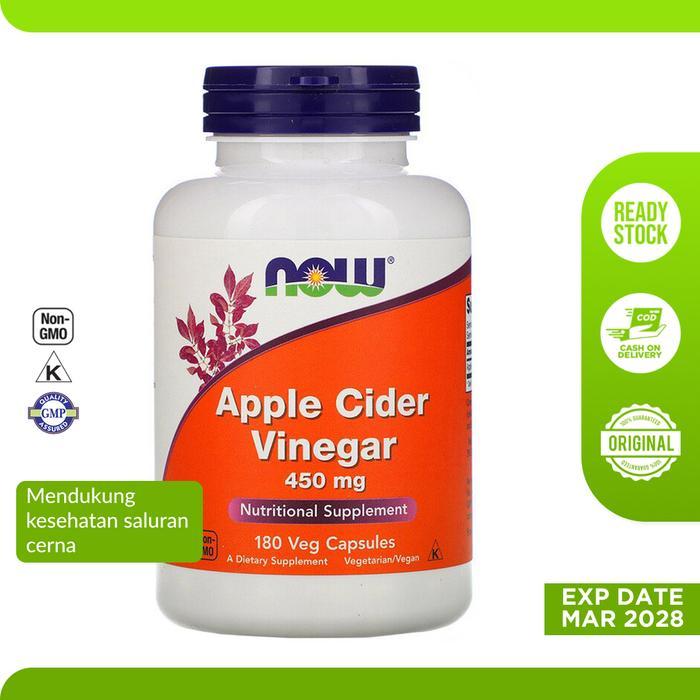 Vitamin Apple Cider Vinegar 450 mg Now 180 Veg Kapsul
