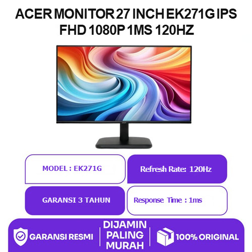 Acer Monitor 27 Inch Ek271G Ips Fhd 1080P 1Ms 120Hz