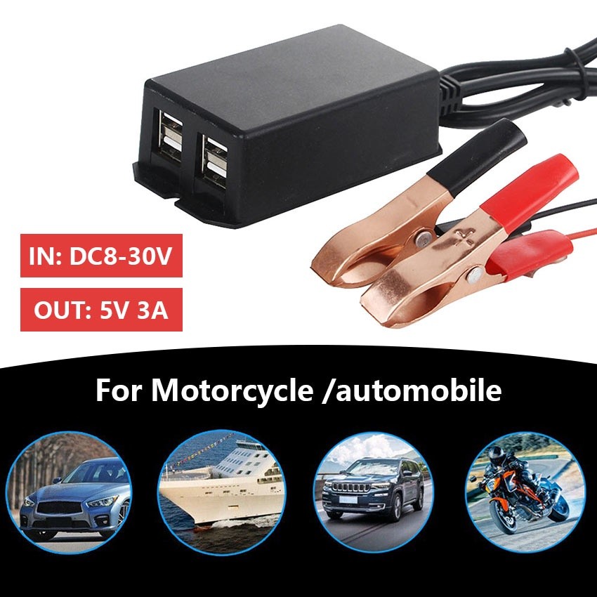 4 USB Charger Aki Portable Motor Motorcycle Digital Voltmeter Charger Motor Cas HP Motor 4 USB Charg