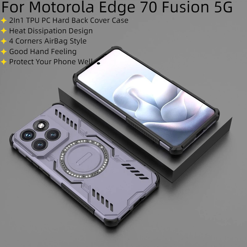 Untuk Motorola Edge 70 Fusion 5G Edge70 Fusion Casing 2In1 TPU PC Disipasi Panas Matte Keras Magneti