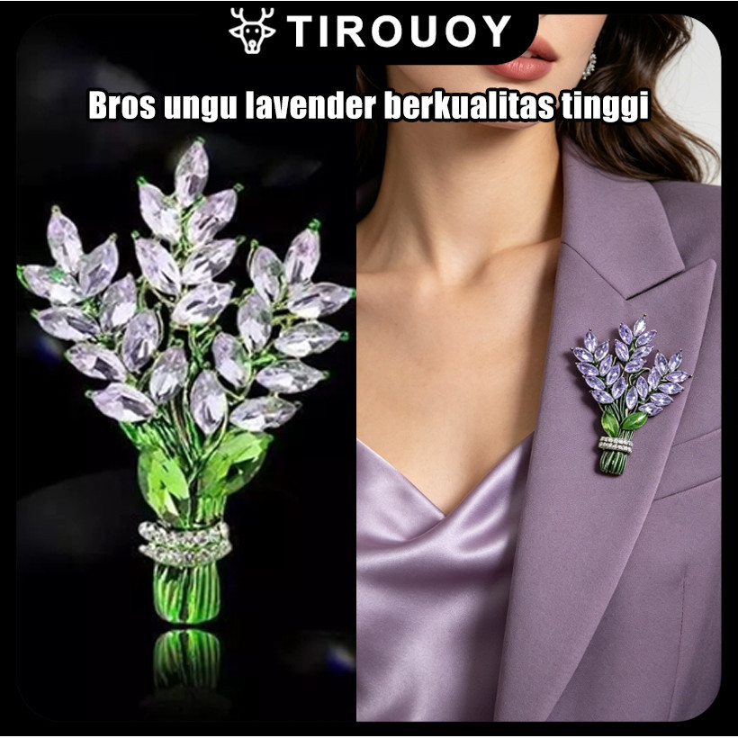 Pin Bros Bunga Lavender Original Titanium Elegan Gaya Wanita Modern