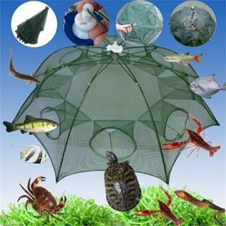 Jaring Bubu Naga Perangkap Udang Ikan Lipat Portable 4 lubang