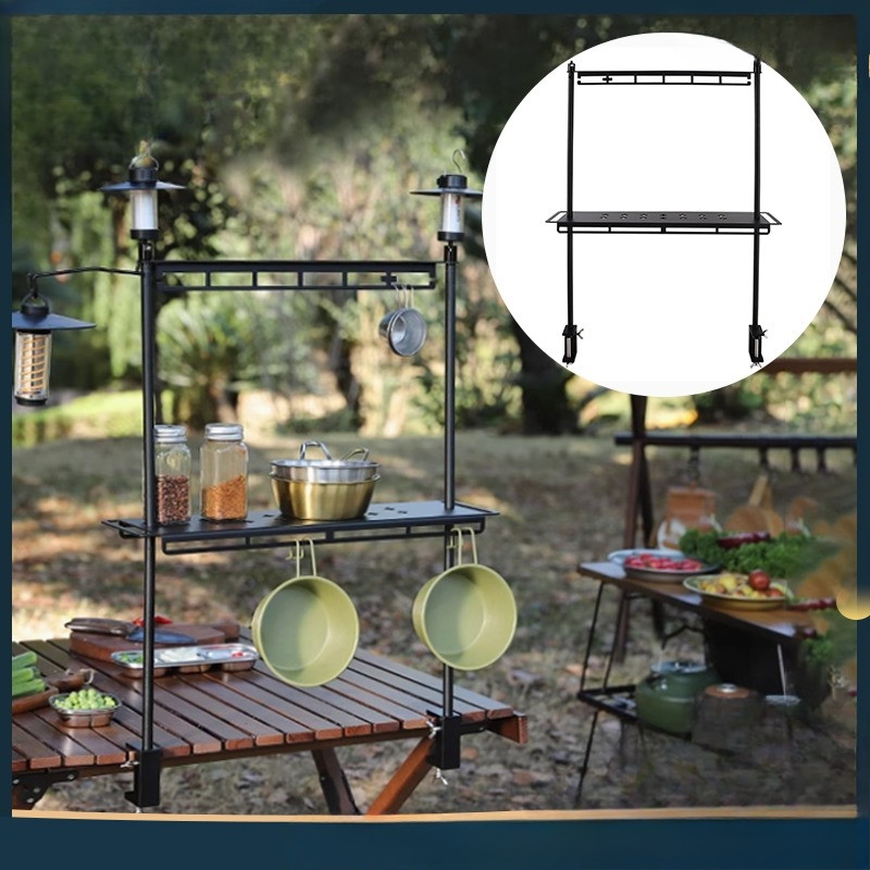 Rak Gantung Meja Lipat Outdoor Camping Set Rak Meja Camping Penyimpanan Mudah Aluminium Hanging Rack