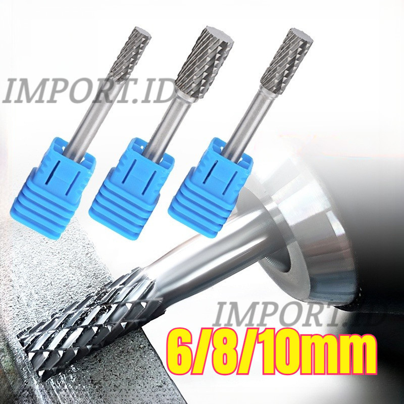 6/8/10mm Grinder Carbide Rotary File Besar Mata Tuner Porting Bor Ukir Baja
