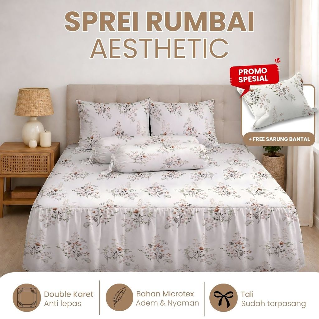Sprei 180x200 160x200 Rumbai Home Made Bahan Katun Adem