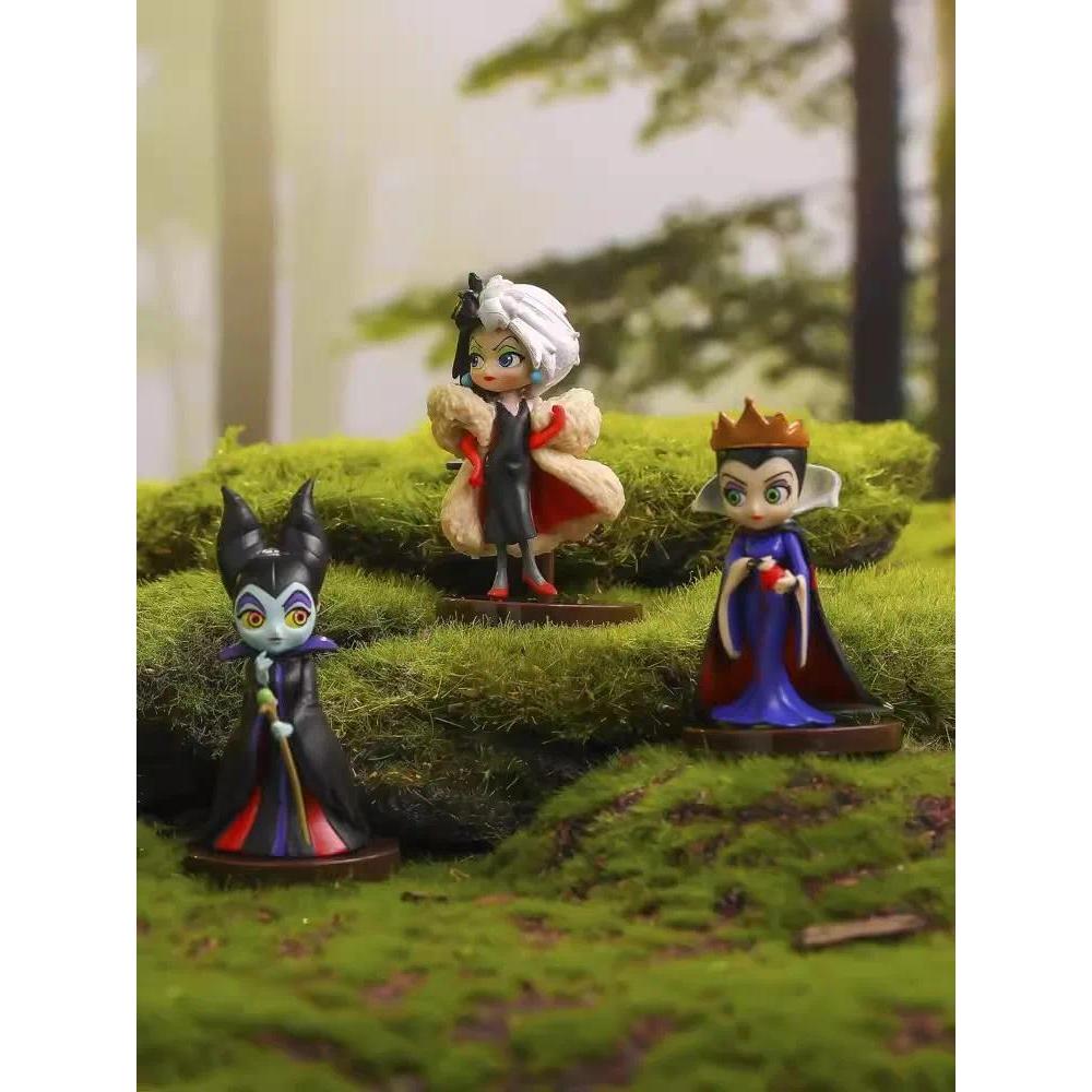 3pcs/Set Disney Q posket Petit Villains Descendants 2 Maleficent Cruella de Vil Queen 8cm Action Fig