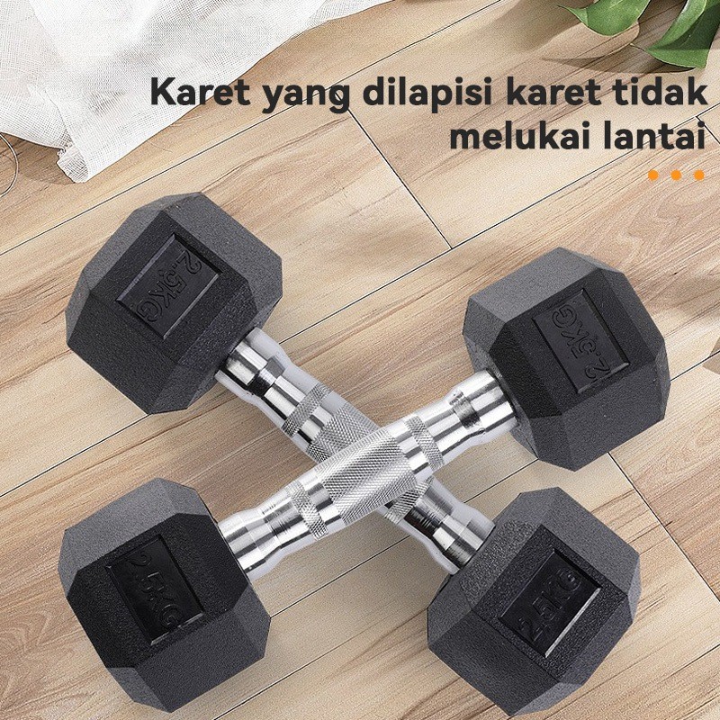 Dumbell Hexagonal 5-25kg Barbel Dumbbell Karet Hexagonal