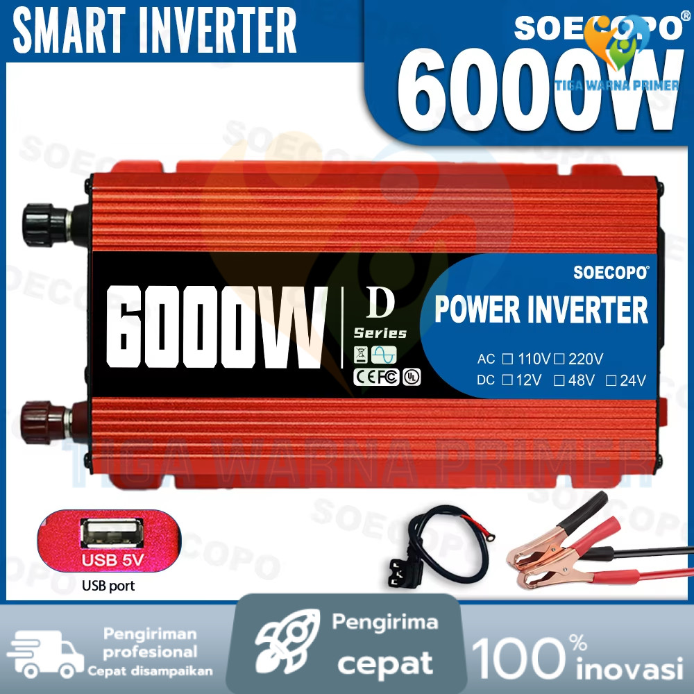 Inverter 6000 Watt Power Inverter DC AC Aki Listrik Serbaguna Besaar 6000W Universal Inverter Mobil