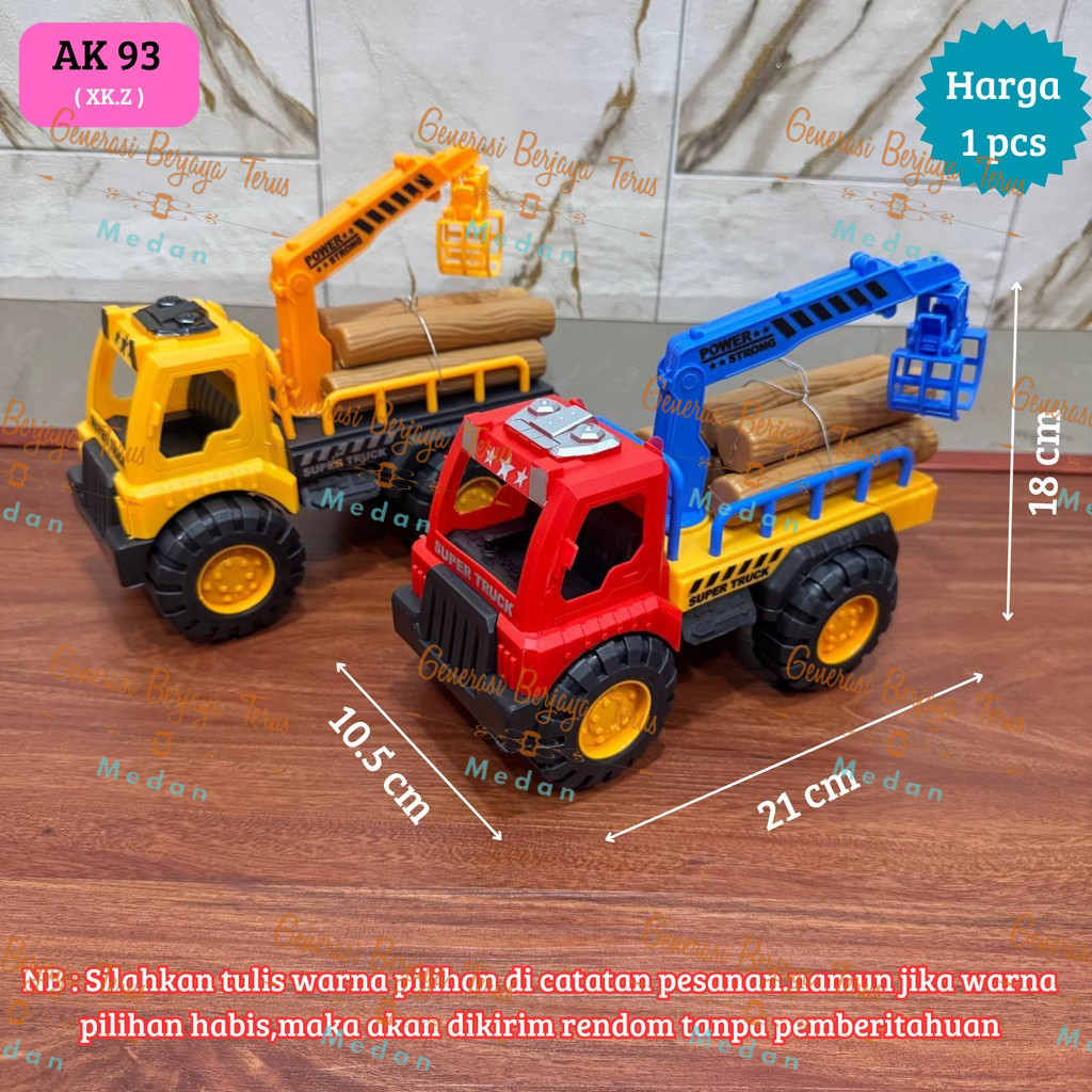 Mainan Truck Derek Muatan Kayu - Mainan Anak Truck Derek Kayu / Mainan Truk Anak