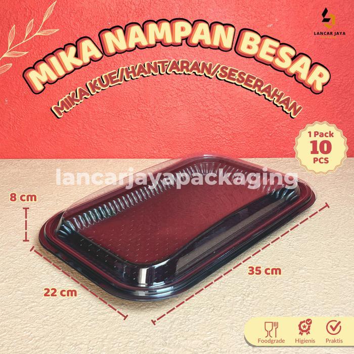[10 PCS] Nampan Mika Baki Hantaran Plastik Tempat Jajan Snack Kue Basah Roti Tray Tatakan Coklat - N