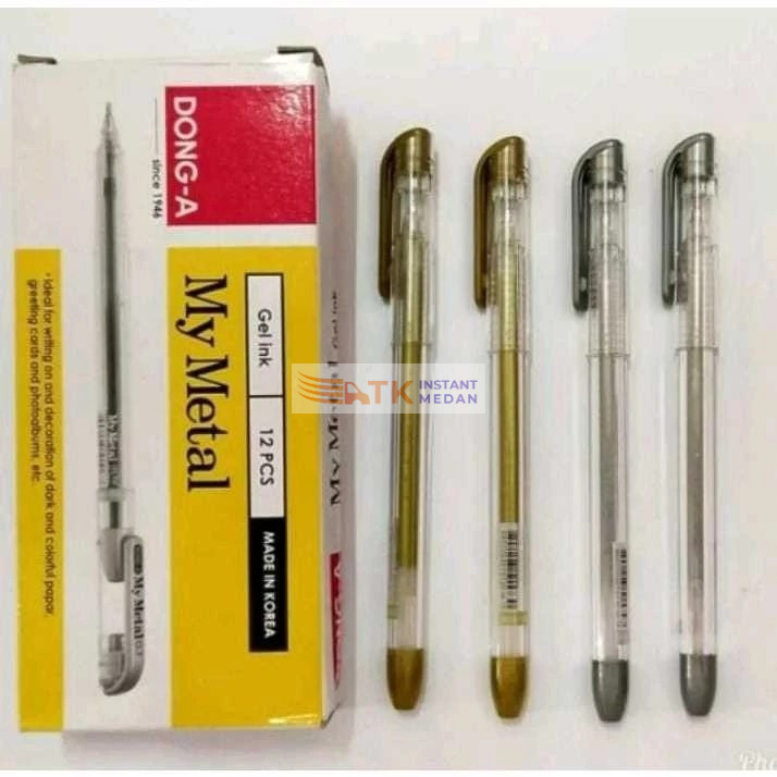Pulpen My Metal Dong-A Silver Gold Eceran 0.7 mm Pen Gel Kilat