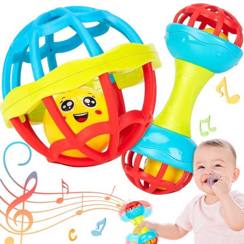 Mainan Kerincingan Bayi / Teether Rattle Stick Bola Bayi Bahan Lembut  /Mainan Gigitan Bayi BPA FREE