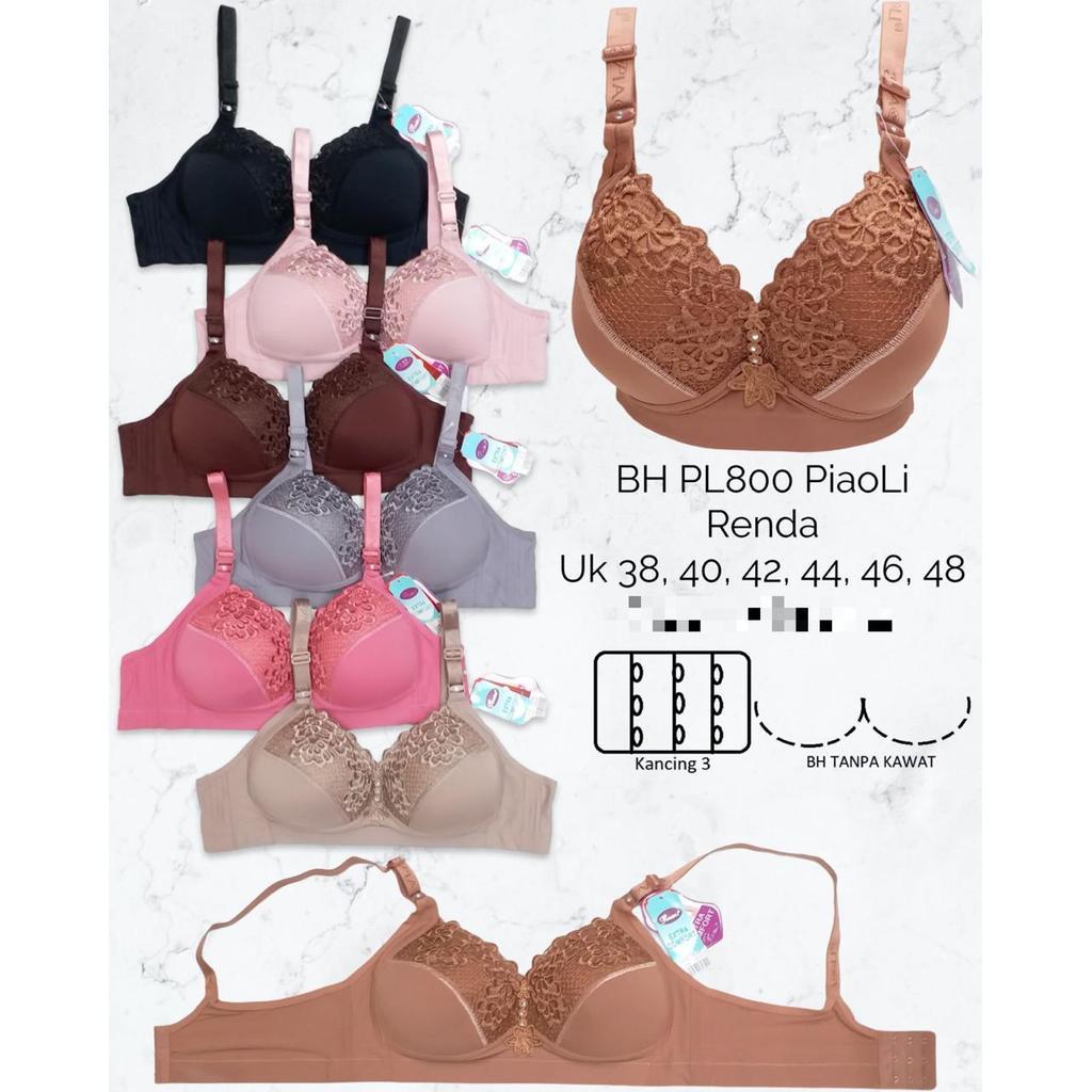 3PCS BRA PIAOLI 800 POLOS RENDA JUMBO CUP C KAIT 3 BUSA SEDANG MEWAH ELEGAN SUPER SOFT BEST SELLER B
