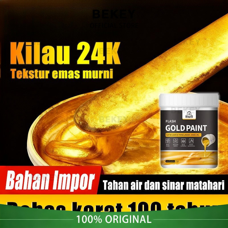 COD BEKEY Tekstur emas murni FREE Kuas Emas Cat Gold Neo Alkycoat Royal Gold Cat Kayu dan Besi Emas