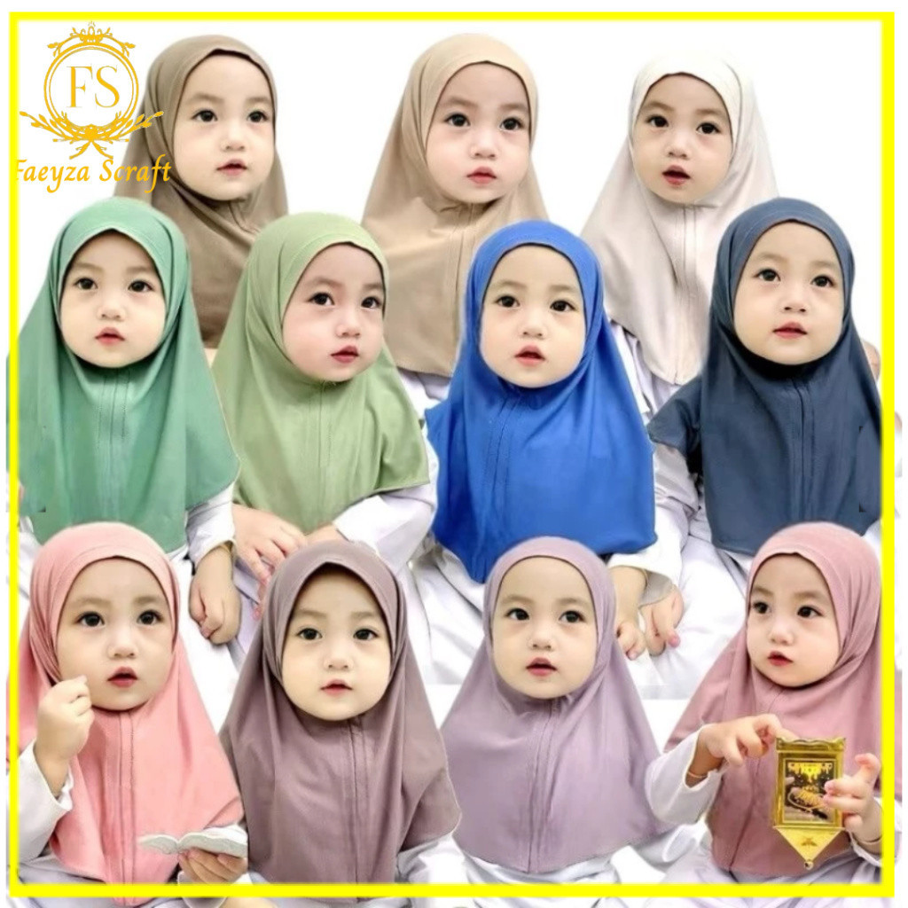 Hijab Anak Bayi 1-2 Tahun Jersy Premium | Hijab Baby Lucu | Hijab Anak Instan Premium by nurara