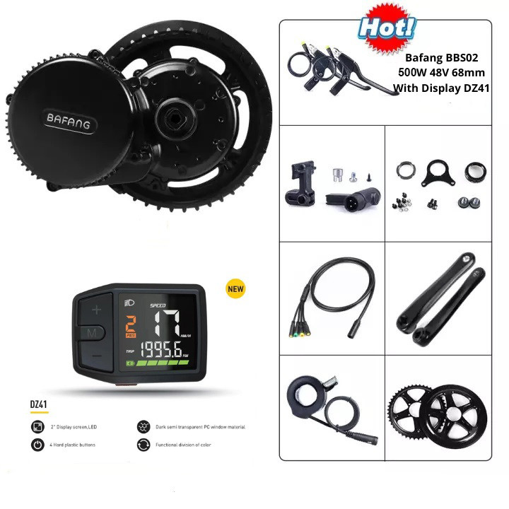 Bafang KIT Ebike Mid Drive BBS02 500W dan 750W 48V BB68mm LCD Display DZ41