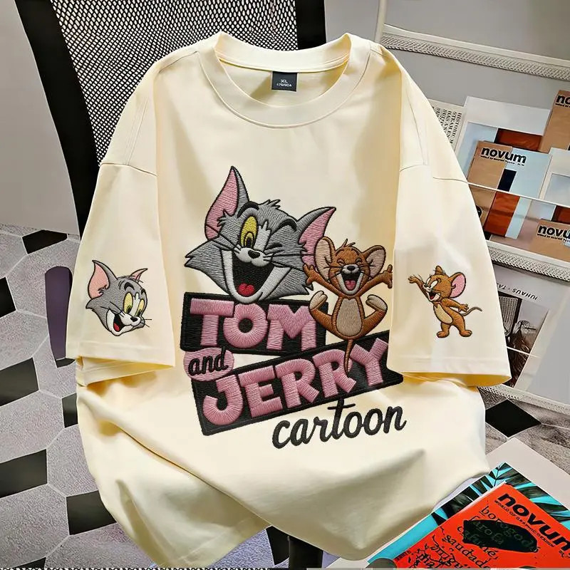 Atasan wanita gaya Korea, kaos wanita longgar gaya Korea bergambar kartun Mickey Mouse, 100% katun m