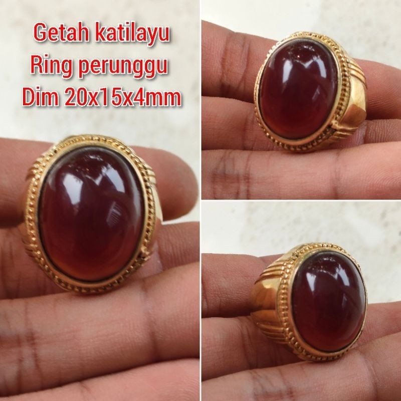 Cincin Pria Getah Katilayu Amber Ring Perunggu Super
