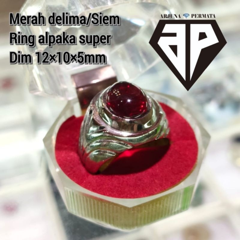 CINCIN BATU MERAH DELIMA MERAH SIEM RING ALPAKA SUPER