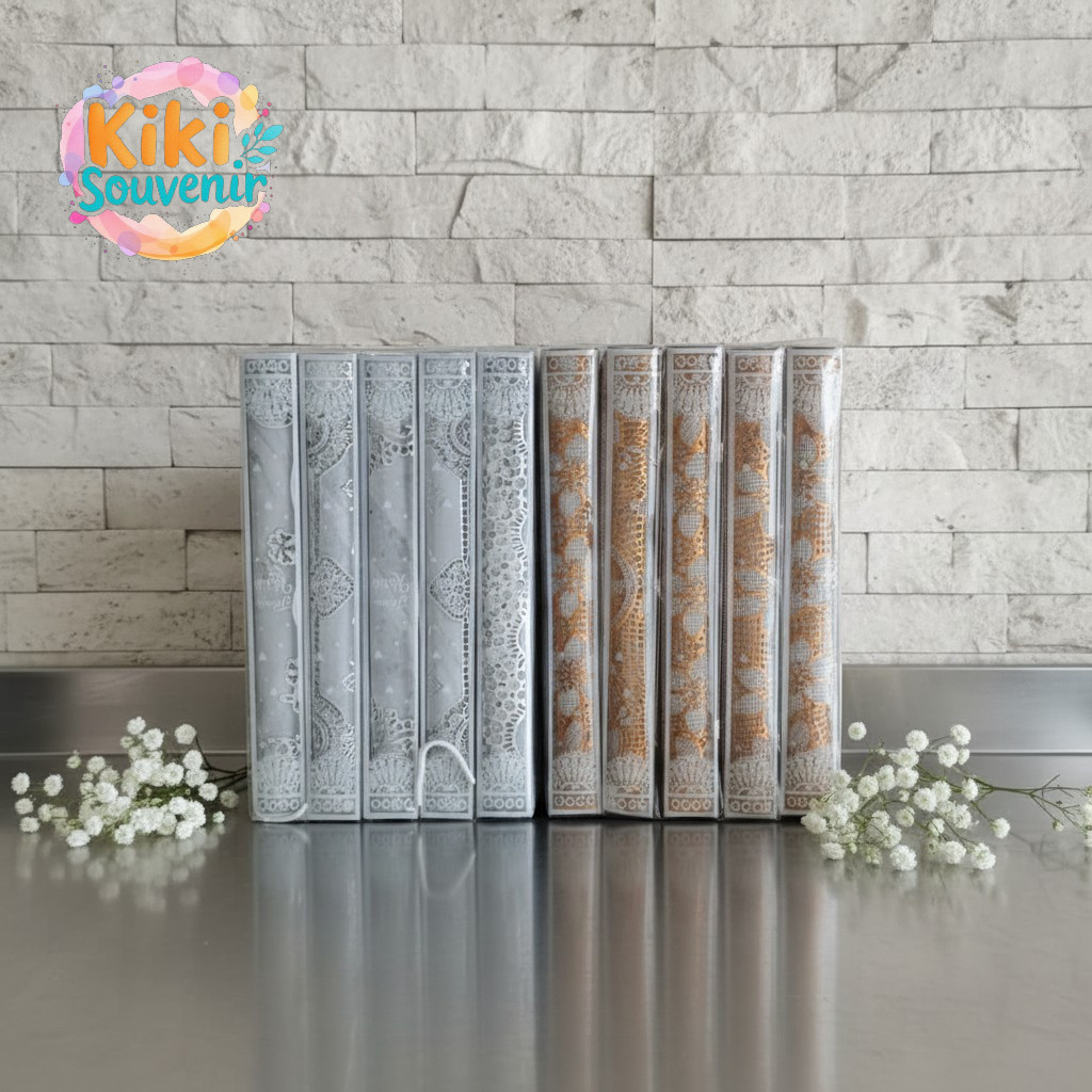 Souvenir Taplak Meja Renda Mewah Gold & Silver Murah – Taplak Meja Tamu Souvenir Pernikahan Kemasan 