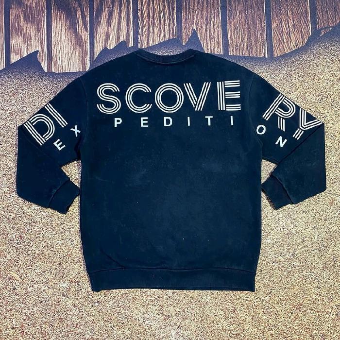 crewneck pria big script DISCOVERY sweater hitam pria big logo belakang casual murah bagus size L