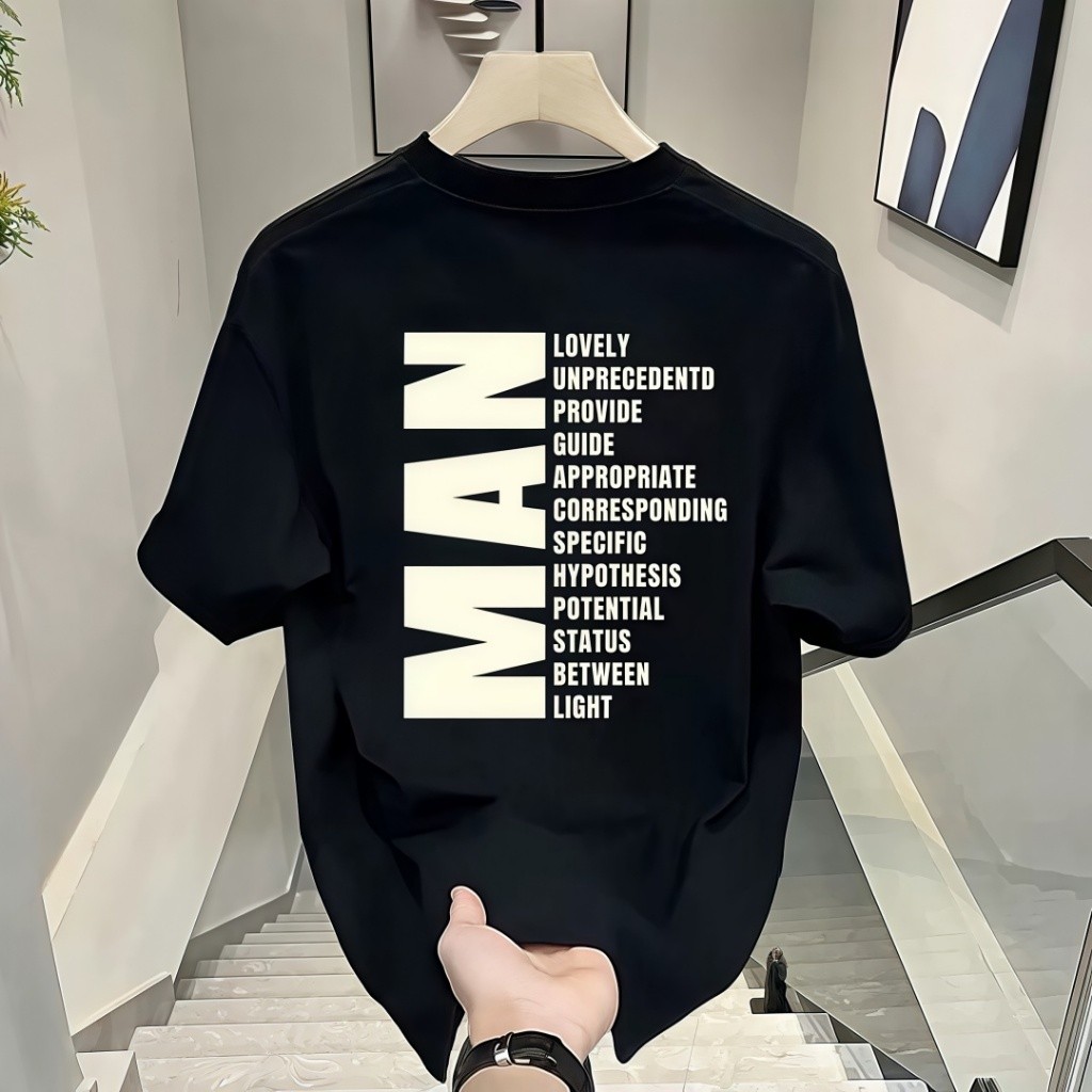 100% Katun [COD] Blus Couple Model Luas Setengah Lengan dari Brand Kekinian, Elegan, T-Shirt Cowok