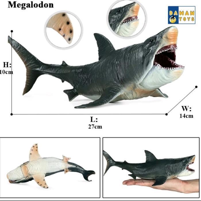 Hiu Megalodon Shark Mainan Simulasi Hewan Laut Action Figures Jurassic - megalodon jumbo