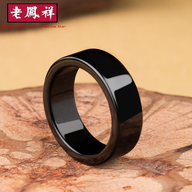 [Dengan Sertifikat]Asli alami Batu giok, cincin giok tinta, cincin pria dan wanita