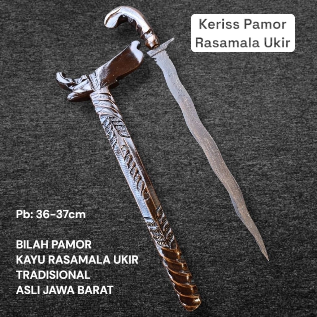 ZPS00086 Keris Pamor Lawass Rasamala Ukir Khas Jawa Barat